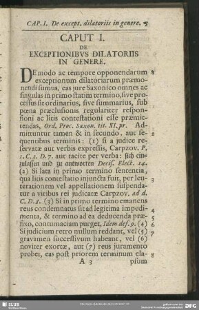 Caput I. De Exceptionibus Dilatoriis In Genere