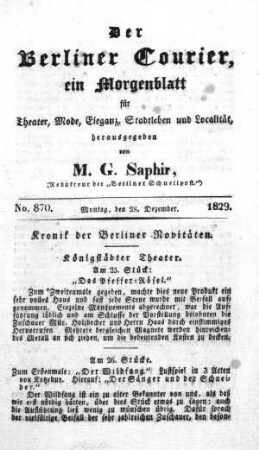No. 870, Montag den 28. Dezember 1829