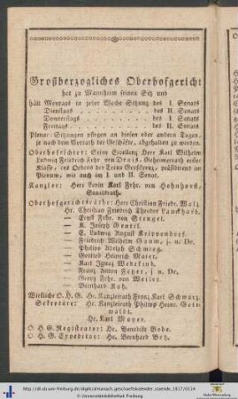 Großherzogliches Oberhofgericht.
