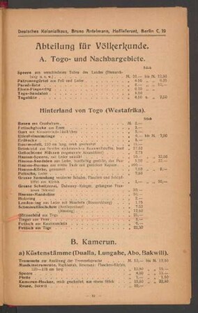 Abteilung für Völkerkunde.
