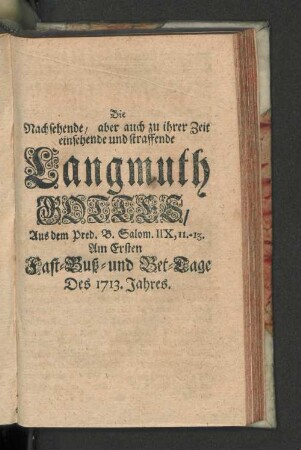 Die ... Langmuth Gottes, ...