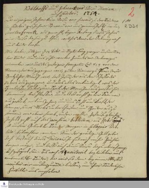 Reisetagebuch von Johann Balthasar Kohlhoff an Christian Friedrich Schwartz.