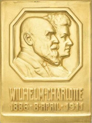 Plakette auf die Silberhochzeit von König Wilhelm II. und Königin Charlotte von Württemberg 1911