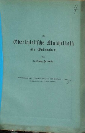 Der Oberschlesische Muschelkalk als Waldboden