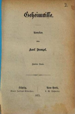 Geheimnisse : Novellen, 2