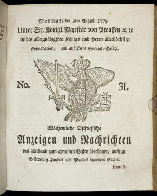 No. 31. Montags, den 2ten August 1779.