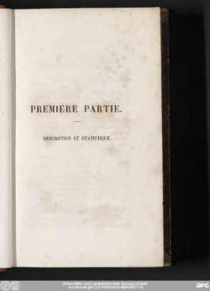 Première Partie. Description Et Statistique.