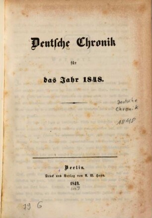 Deutsche Chronik. 1848, 1848 (1849)