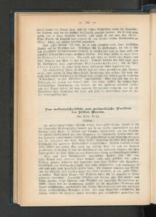 Das weltwirtschaftliche und weltpolitische Problem des Stillen Meeres