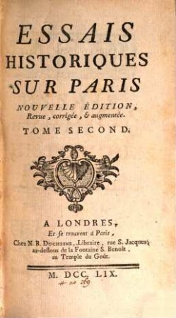 Essais Historiques Sur Paris, 2