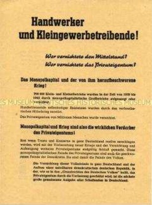 Wahlaufruf der SED an die Handwerker und Gewerbetreibenden zu den Landtagswahlen 1946