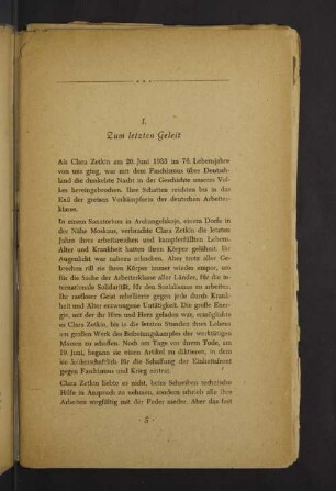 1. Zum letzten Geleit