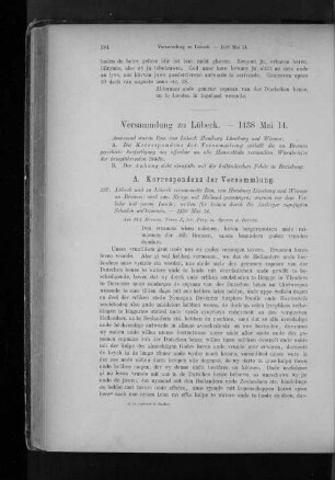 Versammlung zu Lübeck. - 1438 Mai 14.