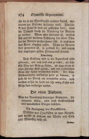 Die Reinigung des Quecksilbers. - Gemachter Zinnober.
