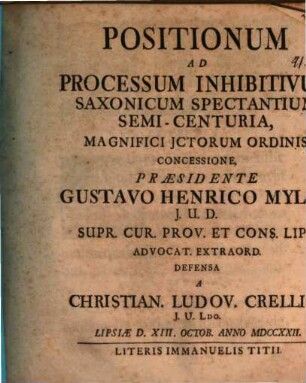 Positionum ad processum inhibitivum Saxonicum spectantium semi-centuria