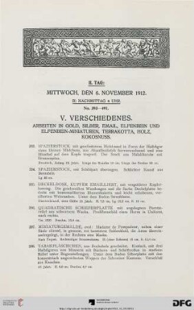 V. Verschiedenes (Nr. 393-491)