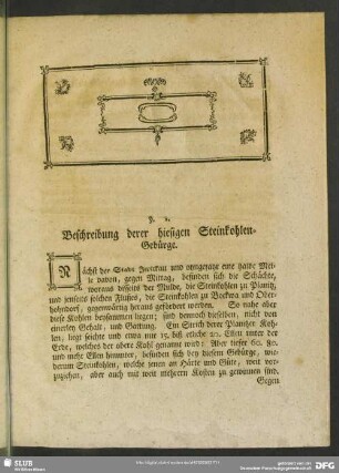 §. 1. Beschreibung derer hiesigen Steinkohlen-Gebürge