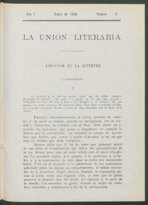 Educación de la juventud - (Continuación)