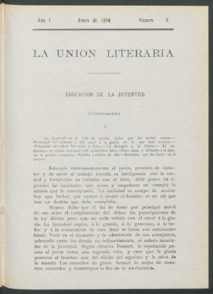Educación de la juventud - (Continuación)