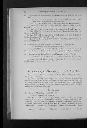 Versammlung zu Marienburg. - 1431 Nov. 25.