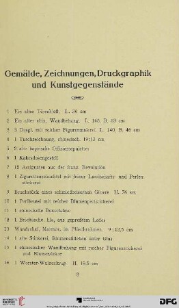Gemälde, Zeichnungen, Druckgraphik und Kunstgegenstände (Nr. 1-69)