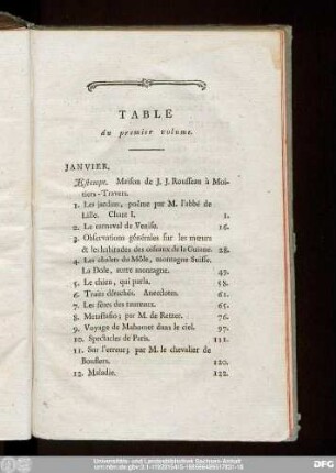 Table du premier volume.