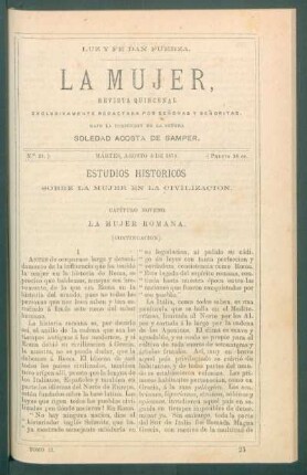 Estudios históricos sobre la mujer en la civilización. (Continuación) : Capítulo noveno. La mujer romana.