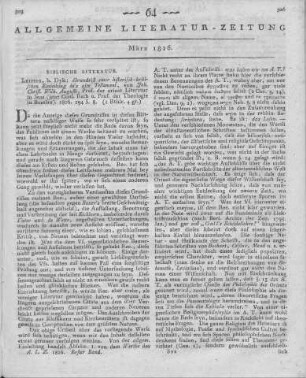 Augusti, J. C. W.: Grundriss einer historisch-kritischen Einleitung ins alte Testament. Leipzig: Dyk 1806