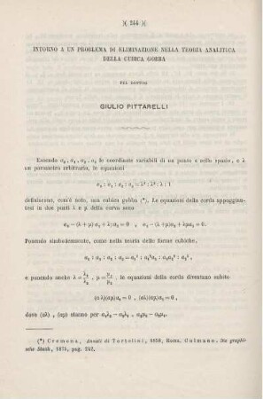 Intorno a un problema di eliminazione nella teoria analitica della cubica gobba.