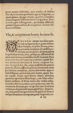 Ubi, & cui primum homo locutus sit.