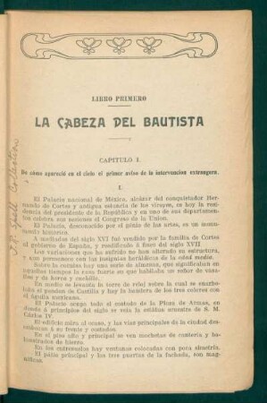 Capítulo I. - De cómo apareció en el cielo el primer aviso de la intervención extrangera.