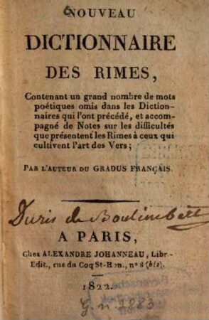 Nouveau dictionnaire des rimes