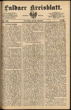 Ausgabe vom Donnerstag, den 25. November 1886.
