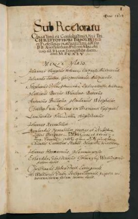 Sommerhalbjahr 1614. Rektorat Christoph Besold