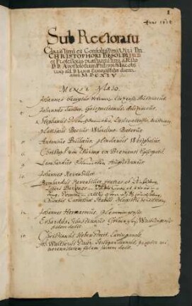 Sommerhalbjahr 1614. Rektorat Christoph Besold