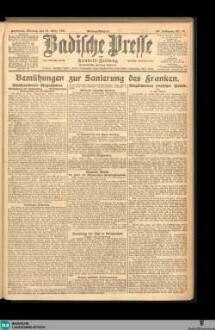 Badische Presse : Generalanzeiger der Residenz Karlsruhe und des Großherzogtums Baden, Montagausgabe