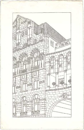 Billing, Hermann; Karlsruhe, Stephanienstr. 94-96; Haus Billing und Helmle, Torbau - Haus Billing, Vorderfassade (Teilansicht)