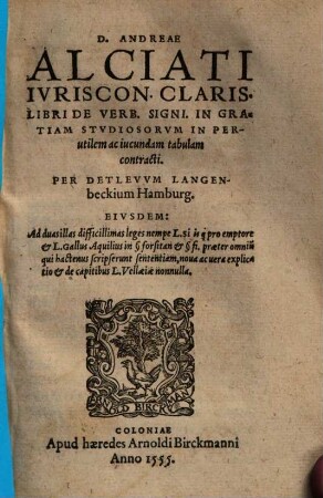 Libri de verborum significatione : in gratiam studiosorum in perutilem ac iucundam tabulam contracti