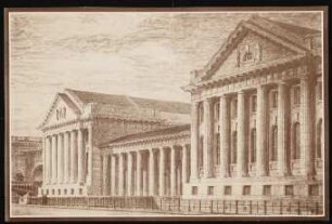 Pergamon-, Deutsches und Vorderasiatisches Museum auf der Museumsinsel, Berlin: Ansicht am Kupfergraben (aus: Museum im Werden)
