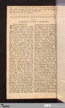 La Liturgie De L'Eucharistie.