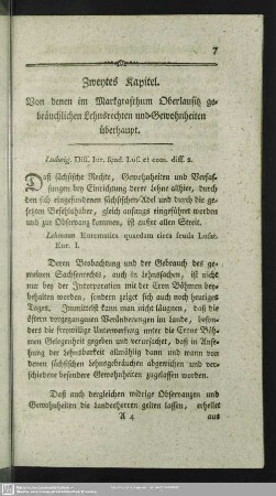 Zweytes Kapitel. Von denen im Markgrafthum Oberlausitz gebräuchlichen Lehnsrechten und Gewohnheiten überhaupt