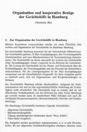 159-164, Organisation und kooperative Bezüge der Gerichtshilfe in Hamburg