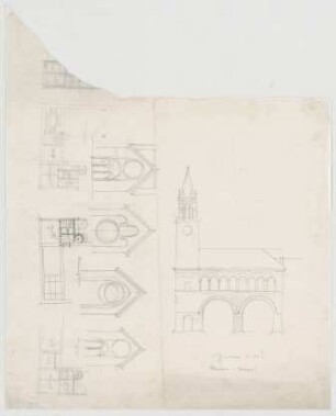 Thiersch, Friedrich von; nicht bestimmbare Blätter - Zwischengeschoss (Grundriss, Ansicht, Details)