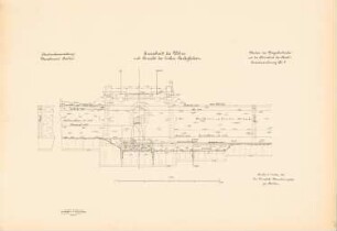 Vorgrabenbrücke und Flutwehr, Cosel Neubau: Wehr und Landpfeiler: Querschnitt, Grundriss 1:100