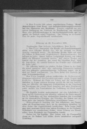 Sitzung am 29. December 1891.