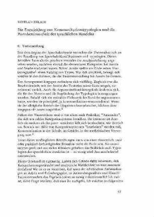 Die Entwicklung von Kommunikationstypologien und die Formbestimmtheit sprachlichen Handelns