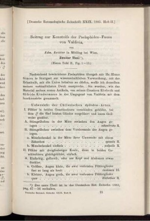 Beitrag zur Kenntniss der Pselaphiden-Fauna von Valdivia