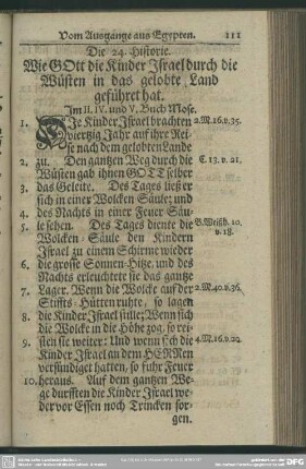 Die 24. Historie. Wie Gott die Kinder Israel durch die Wüsten in das gelobte Land geführet hat