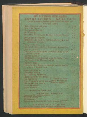 Obras de los alamados autores argentinos Eduardo Gutiérrez - Gabino Eseiza que son de esclusiva propiedad de los Editores Luis Maucci y Cª Buenos Aires