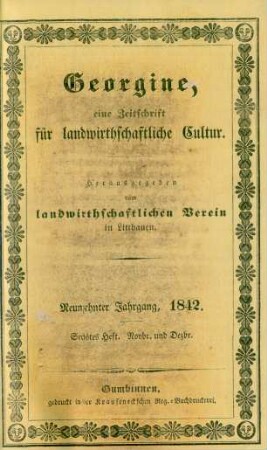 Neunzehnter Jahrgang, 1842. Sechstes Heft. Novbr. und Dezbr.